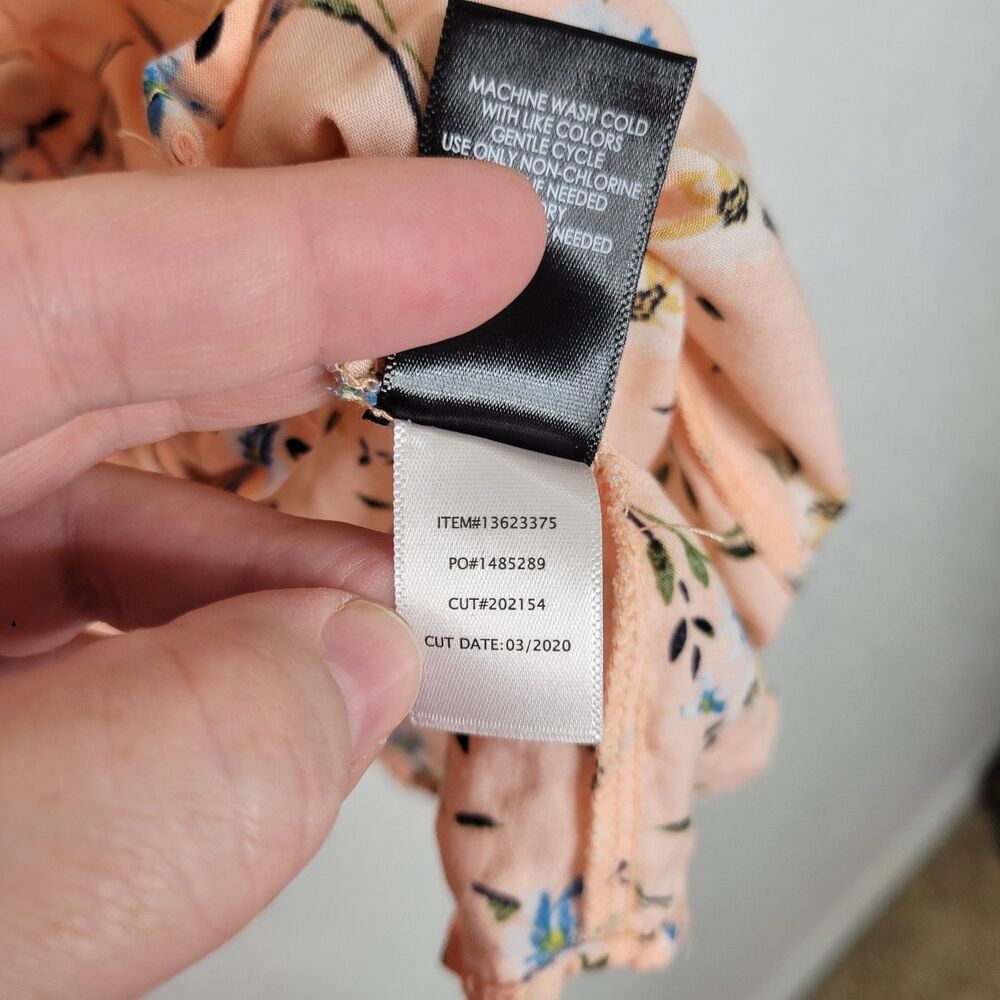 Torrid Size L Peach Floral Fit & Flare Challis Button Front Short Sleeve Blouse - Picture 8 of 10